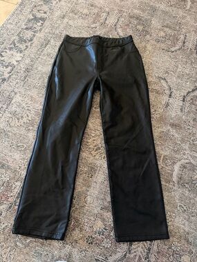 Women's Black Faux Leather Pants - Classic Straight Leg
